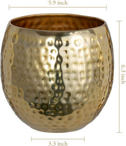 Maceta de suelo de Metal martillado dorado para el hogar para sala de estar, pasillo, Hotel, oficina y jardín, aplicación decorativa - Product Image 2