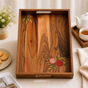 Hand Painted Wooden Serving Tray Floral Wood Breakfast Tea Tray <b>Rustic</b> <b>Home</b> <b>Decor</b> - Product Image 3