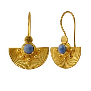 Pendientes de gota de latón chapados en oro personalizados de alta calidad Cuarzo ahumado Nueva joyería de moda Forma de gancho de moda Mujer 6mm - Product Image 6