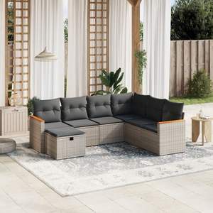 Conjunto de Sofás Modulares Grandes de Ratán PE Gris para Jardín, Colección Premium de Muebles Modulares para Exteriores - Product Image 1