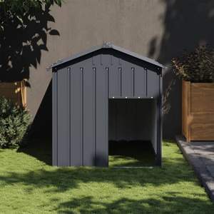 Casa para Perros Medianos Resistente, de Acero Galvanizado Antracita, Mueble para Mascotas - Product Image 1
