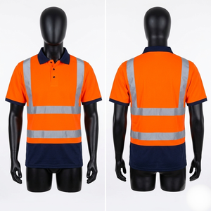 Polo de travail en polyester 260 GSM Bird Eye, violet et noir, avec panneau réfléchissant, uniforme de sécurité, broderie personnalisée - Product Image 5