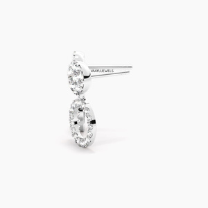 Boucles d'oreilles de luxe en or blanc et diamants, rondes, en forme de cluster, cercle ouvert, bijoux de mariage pour femmes, or 10K, 14K, 18K, argent 925 ou 935 - Product Image 4