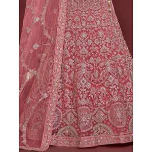 Bonito rosa bordado suave red tradicional Lehenga Choli - Product Image 1
