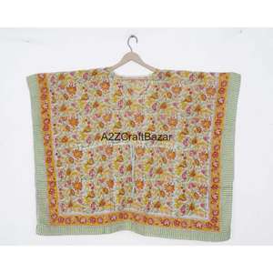 Nuevo Vestido Kaftán de Tela de Algodón Ecológica Hecho a Mano, Estilo Bohemio, Transpirable, con Estampado a Bloque, Kimono Largo - Product Image 2