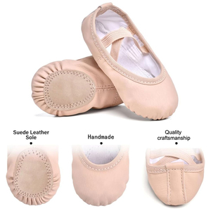 Chaussons de ballet en cuir PU souple, chaussures de danse pour filles, femmes, adultes et enfants, fabriqués au Pakistan, professionnels. - Product Image 2