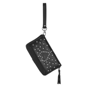Genuine Leather Women's Studded RFID Wristlet <b>Wallet</b> <b>Zip</b> Around Clutch Purse Card Holder Custom Logo Available Bulk Wholesale - Product Image 1