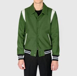 Blouson universitaire OEM personnalisé pour homme 100 % laine, style streetwear, broderie baseball, boutons décoratifs, veste d'hiver, manteau Letterman en laine de mouton - Product Image 2