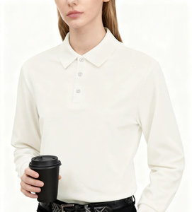 Polo de Manga Larga Negro para Mujer, Color Sólido, Tejido de Punto, Estilo Casual, Largo Regular, Alta Calidad 2026 - Product Image 1