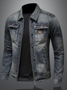 Wholesale Custom Men's Denim <b>Jacket</b> Heavy Cotton Washed Breathable Eco-Friendly Printed Casual Streetwear OEM Factory Bulk - Product Image 4