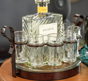 Juego de Vasos de Chupito de Vidrio de Lujo con Soporte Metálico, Base de Madera, Bandeja para Servir, Vajilla para Bar, Juego para Servir Bebidas en Fiestas - Product Image 2