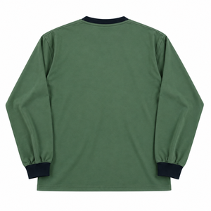 T-shirt personnalisé à manches longues pour homme, col et poignets côtelés contrastants, tee-shirt décontracté en coton - Product Image 2