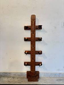 Candelabro de Madera Tallado a Mano de Múltiples Niveles |   Portavelas de pie con acabado antiguo para decoración del hogar en Navidad y Halloween - Product Image 1