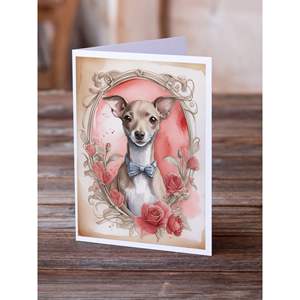 Lévrier Italien Fantaisiste Valentine Roses Pack 8 A7 Taille 5x7 Cartes de Note Vierges avec Enveloppes Collection de Cartes de Vœux - Product Image 2