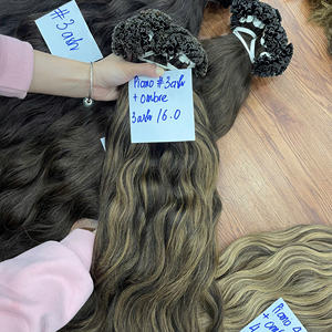 Extensions de cheveux humains ondulés à pointe en U, kératine chaude 2026, cuticules alignées, couleur cheveux russes, usine du Vietnam - Product Image 5