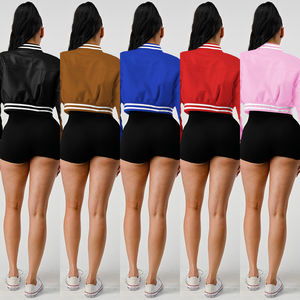 Chaqueta Universitaria de Cuero Personalizable de Alta Calidad para Mujer, al por Mayor, con Mangas Largas - Product Image 3