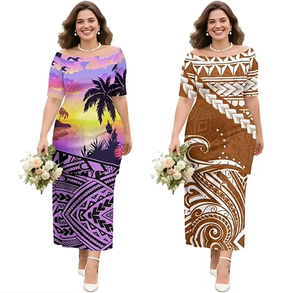 Ropa Isleña, Prendas del Pacífico, Puletasi Samoano, Conjunto de Vestido Polinesio Casual y Elegante - Product Image 6