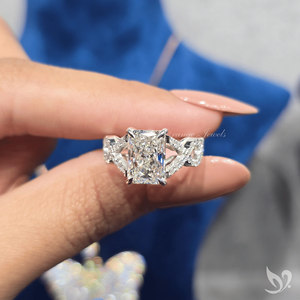 3CT Radiant Lab Grown Diamond <b>Ring</b> IGI Certified <b>Split</b> Twist Pave Band Engagement <b>Ring</b> 10K White Gold - Product Image 4