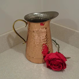 Copper jug set for festive kitchen decoration use <b>water</b> serving metal set with <b>glasses</b> durable reusable kitchen dining drinkware - Product Image 1