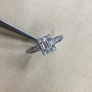 Bague en diamant véritable 0,73 ct, diamant blanc naturel rond et taille baguette, bague de fiançailles et de mariage pour femme, argent sterling 925 - Product Image 5