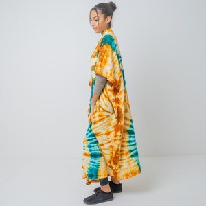 2025 nouveau produit main cravate teinture Kimono veste vacances Boho coupe ample veste vêtements de plage couvrir vacances d'été femmes Kimono Robe - Product Image 5