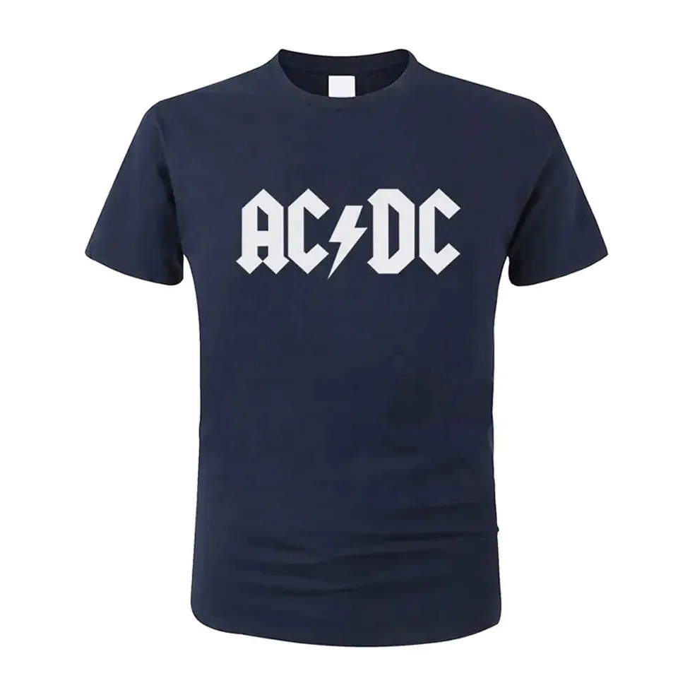 AC DC Heavy Rock Band T Shirt Men Print Casual Cotton Made T Shirt Hip Hop Short Sleeve Cotton Top With Custom Design Logo Print