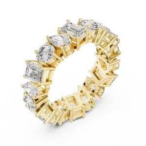 Alternating Multi Shape Pear Round <b>Emerald</b> Lab Grown Diamond Eternity <b>Band</b> 10K 14K 18K Solid Gold Unisex <b>Ring</b> 5.76 CTW Gift - Product Image 2