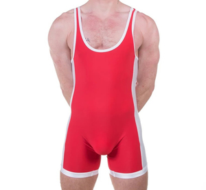 Men's Black Red Wrestling Singlet Fitted Polyester 160g Digital Print Stretch <b>Athletic</b> Wear for Sports - Product Image 2