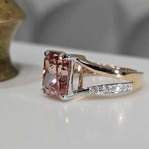 Sparkly Lab Grown Fancy Pink 2.01CT Radiant Cut <b>Ring</b> For Women's 14K Solid Gold Anniversary Promise Gift For Lovers - Product Image 4