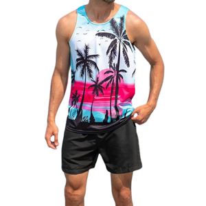 เสื้อกล้ามออกกำลังกายฤดูร้อนแบบสั่งทำ OEM สำหรับผู้ชาย ฟิตเนส ยิม สตริงเกอร์ ระบายอากาศได้ดี ผลิตด้วยเทคนิคการถักแบบซับลิเมชั่น เหมาะสำหรับการเพาะกาย - Product Image 3
