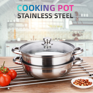 Stainless Steel Soup <b>Pot</b> with Glass Lid Double Handles <b>Induction</b> Compatible Modern Design Multi-layer Coating Dishwasher Safe - Product Image 6
