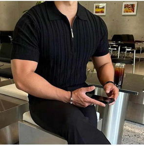 Polo pour homme à demi-zip, respirant, séchage rapide, tissu jersey, manches courtes, logo personnalisé, grandes tailles, vente en gros OEM - Product Image 3