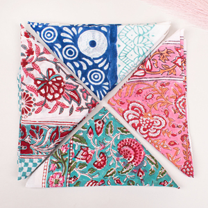 <b>Square</b> Cotton Floral Bandana Handmade Block Printed Vintage Style Luxury Handmade 21x21" <b>Square</b> <b>Scarf</b> Neckwear - Product Image 1