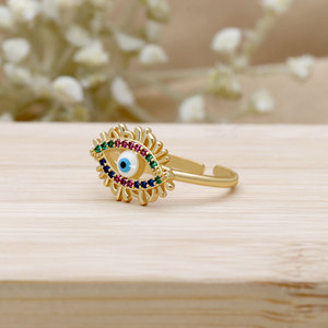 Gold Plated 925 Sterling Silver Cubic Zircon Devil's Eye <b>Fine</b> <b>Ring</b> Jewelry Enamel Drop Oil Evil Angel Eye Finger <b>Rings</b> - Product Image 2