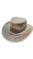 Cappello da Cowboy Australiano HS Brown in Vera Pelle, Stile Vintage Western Bush per Uomini e Donne