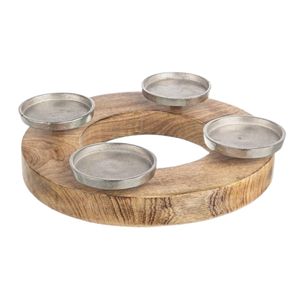 Base décorative en bois et métal aluminium plaqué argent pour la décoration, les cadeaux de baptême et les accents d'étagère - Product Image 1