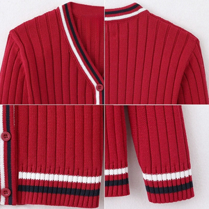 Cárdigan de punto acrílico azul marino para hombre, estilo universitario, con cuello en V, botones, manga larga, liso, antipilling, para invierno, con logo personalizado - Product Image 6