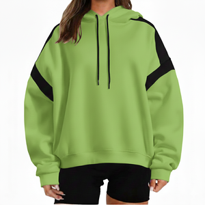 Sudadera con Capucha Oversize de Algodón y Felpa Tejida Sólida para Mujer, Ajuste Relajado, Ecológica, Transpirable, Estilo Casual Urbano para Venta al por Mayor - Product Image 6