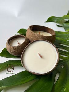 Velas de 300 g / Precio al por mayor de velas de cáscara de coco con aroma repelente de insectos y cera de coco de un proveedor vietnamita confiable - Product Image 3