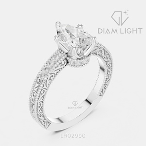 Anillo Clásico con Diamante Cultivado en Laboratorio de 1.20CT en Forma de Pera, Oro Blanco Sólido de 14K, Color F+, Claridad VS+, Joyería de Compromiso para Ella - Product Image 2