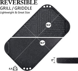 Aluminum Resistant Griddle Grill Pan Pro-Grid Reversible Two Burner Cast Aluminum Grill Pan Portable Indoor <b>Stove</b> - Product Image 2