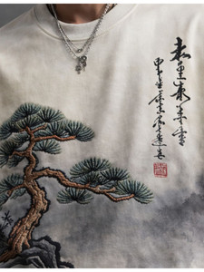 Camiseta Oversize de Cuello Redondo para Hombre, 100% Algodón, Teñido por Inmersión, Manga Corta, Estilo Urbano, Tejido de Punto Jersey, Color Liso, Diseño Sencillo - Product Image 4