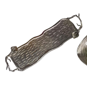 Fancy Leaf Design Metal Dish With Bird Accent <b>High</b> Quality Metal Tray For <b>Kitchen</b> <b>Table</b> Sweets Snacks Serving Tray And Platters - Product Image 4