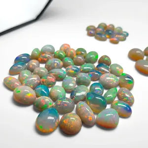 Opale de feu Welo d'Éthiopie blanche naturelle, taille cabochon, 3-5 carats, taille libre, multicolore, lot de pierres précieuses en vrac, prix de gros - Product Image 5