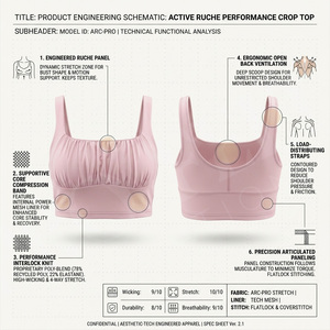 Fashion Party Whole Sale Custom Style Sports Bra Push Up <b>Padded</b> Yoga Fitness Crop Top Breathable Stretch Ruffle Front Sports Bra - Product Image 3