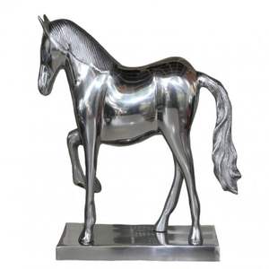 Moderna estatua de caballo de aluminio fundido, escultura decorativa metálica de equino galopante, pieza central para interiores de lujo. - Product Image 5