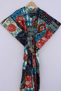 Bata de algodón para mujer con estampado floral, cuello en V, sin mangas, cierre de encaje, informal, de verano, ecológica y transpirable - Product Image 2