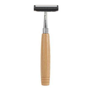 Professional <b>Single</b> <b>Blade</b> Shaving <b>Razor</b> Stainless Steel <b>Blade</b> Wooden Handle Reusable Personal Grooming Tool barber Wholesale - Product Image 2