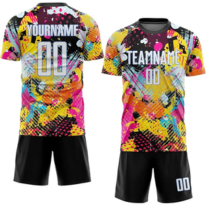 พิมพ์ลายหลากสี - ชุดเสื้อฟุตบอลโพลีเอสเตอร์ตาข่าย 100% แบบระบายความร้อนได้ดี - ชุดฟุตบอลสำหรับผู้ชายที่ช่วยระบายความชื้น - Product Image 6