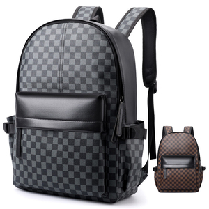 Mochila de Negocios de PU con Patrón de Rejilla de Diamantes, Diseño Unisex, Capacidad de 20-35L, Cierre Impermeable, Poliéster, para Computadora - Product Image 2